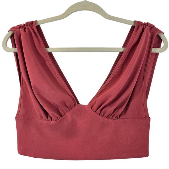 M Shein Mauve Pink Sleeveless Bra Crop Top Tank Womens Size XS Ruched Zipper - Picture 1 of 8